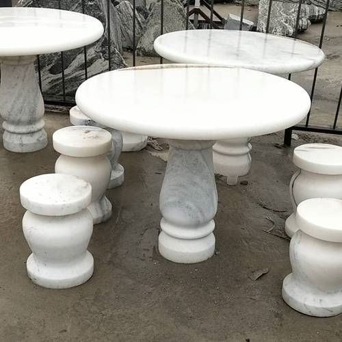 四川公园汉白玉石桌雕刻