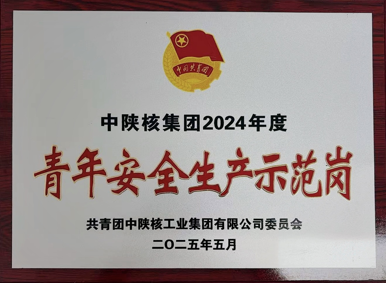 宜威公司荣获中陕核集团“青年安全生产示范岗”荣誉称号