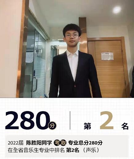 2022届陈胜阳同学考取专业总分280分